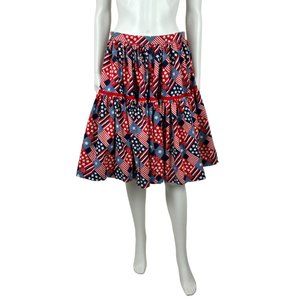 Vintage 70s Flags Skirt Women's Small Stars Stripes Novelty Print Patriotic Brit